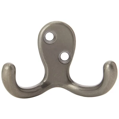 Image of Merriway® BH00225 (2 Pcs) Matt Nickel Plated Twin Robe Hook Pack of 2 Pieces