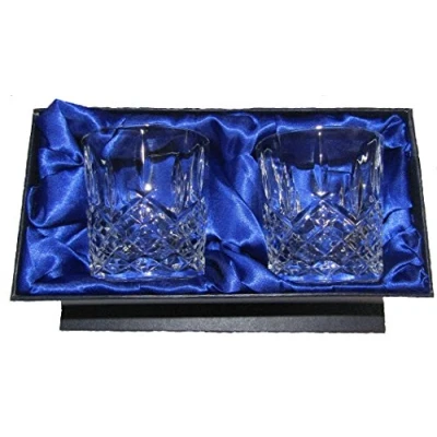 Image of Two Crystal Whisky Tumbler Glasses, in a Presentation Box,