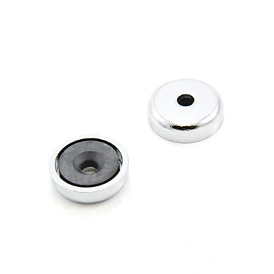 Image of Ferrite Y30BH Pot Magnet for Arts, Crafts, Model Making, DIY, Hobbies, Office, and Home 25mm dia x 7mm thick 5mm c/sink 2.9kg Pull