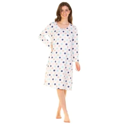 Image of Undercover Ladies &#039;Misty Dots&#039; Long Sleeve Nightie 1010 Aqua 14 16