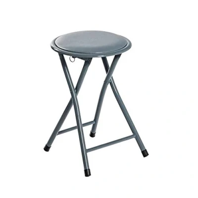 Image of Grey Padded Folding Stool By Harbour Housewares