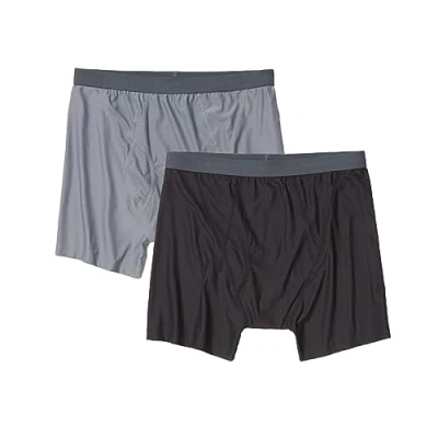 Image of ExOfficio Men&#039;s Give N Go 2.0 Boxer Brief (2 Pack), Steel Onyx/Black, L