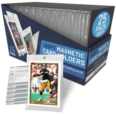 Image of Premium Magnetic Card Holder (25 Pack) 180PT Holders for Trading Cards. Pro UV Protectors with Ultra Clear Design, One Touch Magnet Case and MTG
