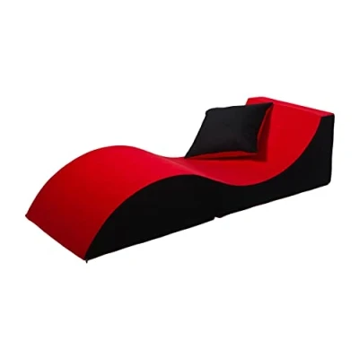 Image of Velinda Folding sofa, comfortable, relaxing, 3 in one, pouffe, table (colour: red and black)