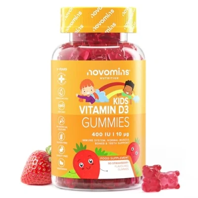 Image of Kids Vitamin D 3 Month Supply Vitamins Gummies 90 Chewable Vegetarian Gluten Free Childrens by Novomins