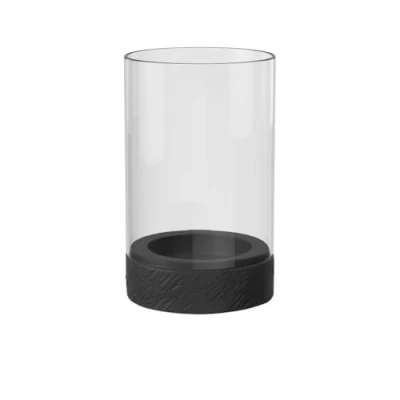 Image of Villeroy &amp; Boch Manufacture Rock Home hurricane lamp size L, 15 x 24.5 cm, black