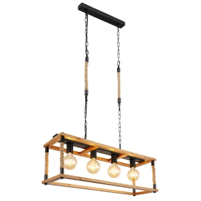 Image of Vernon Bar Pendant Ceiling Light Black 4x E27