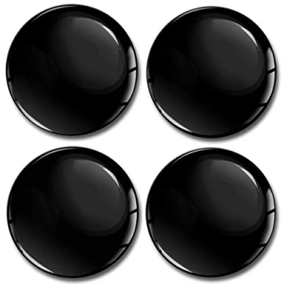 Image of SkinoEu® 4 x 55mm DOMED 3D WHEEL RIMS CENTER STICKERS FOR CENTRE HUB TRIM CAPS BLACK GLOSS AUTO MOTO CAR LOGO BADGE A 755