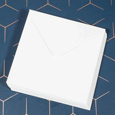 Image of 50 6&quot; x Square White Envelopes for Greetings Cards 155mm 100gsm Premium Thickness