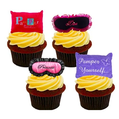 Image of Made4You Pamper Party, Edible Cupcake Toppers Stand up Wafer Cake Decorations (Pack of 12)