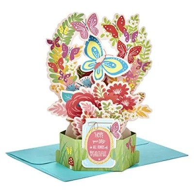 Image of Hallmark Birthday Card 3D Butterfly and Floral Design