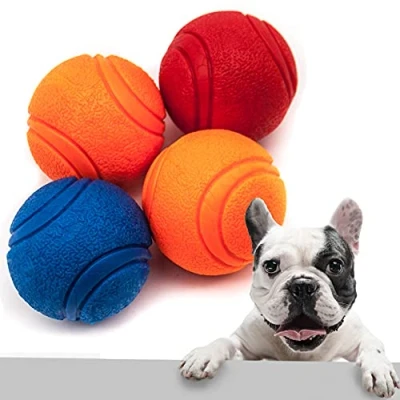 Image of Petopedia 4 X Strong Solid Rubber Ball HIGH BOUNCING Tough Dog Toys Indestructible Virtually Interactive for Boredom Natural Balls dogs (2 Inches, (4 Balls))