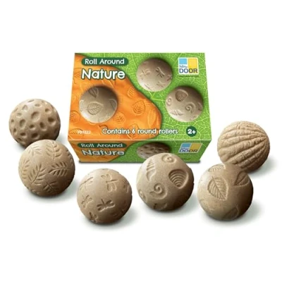 Image of Yellow Door Roll Around Nature Six Wildlife Playdough Roller Balls Early Educational Learning Sensory Spheres Fine Motor Skills Stamp and in Clay Sand Durable Outdoor