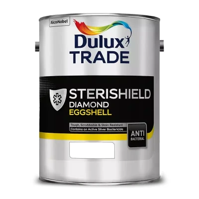 Image of Dulux Trade Sterishield Diamond Eggshell, Pure Brilliant White 5L