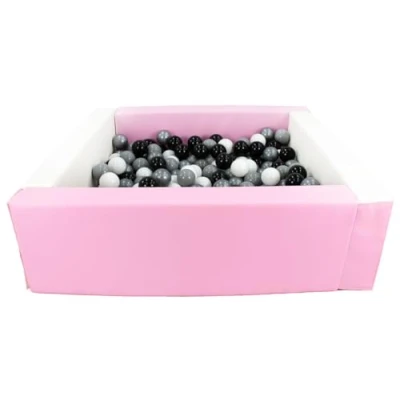 Image of Velinda Soft play ball pit, home indoor, outdoor, pit + 300 balls (Ball pit/balls colour: white, pink (pastel)/black, grey, silver)