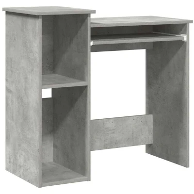 Image of vidaXL desk with shelves concrete grey 84x40x78 cm engineered wood durable office study workstation ample storage for living/bedroom