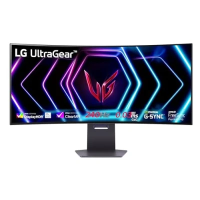 Image of LG UltraGear Curved OLED Gaming Monitor 39GS95QE, 39 Inch, 1440p, 240Hz, 0.03ms Response Time, HDR 10, NVIDIA G Sync &amp; AMD FreeSync compatible, Smart Energy Saving, DisplayPort, HDMI