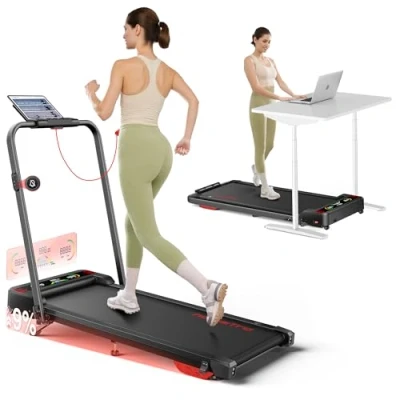 Image of homeTro 4 in 1 Folding Treadmill with 9% Incline, Walking Pad Treadmills for Home Foldable, 2.5HP Dual Display Under Desk Treadmills, 12 KM/H Running Handle, Magnetic Remote&amp; APP Control