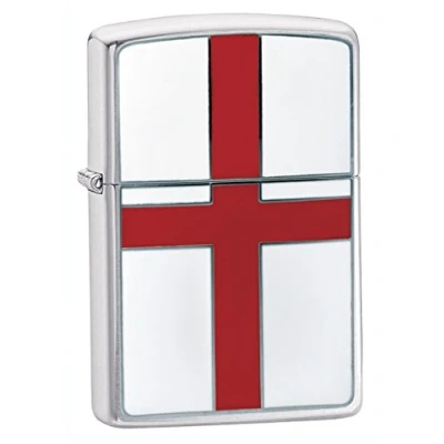 Image of Zippo Windproof Lighter St. Georges Brushed Chrome Finish Refillable for Lifetime Use Adjustable Flame Gift Box Metal Construction Made in USA, Nicht zutreffend