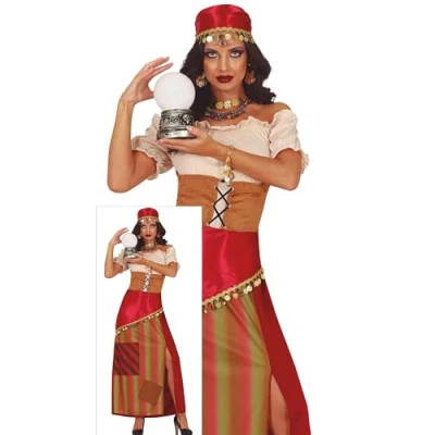 Image of FIESTAS GUIRCA Enigmatic Fortune Teller Women Fancy Dress Costume Gypsy Halloween Costumes for Size S