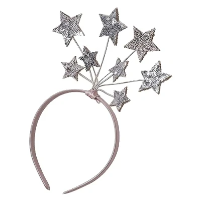 Image of Ginger Ray Girls Blush Pink &amp; Silver Sequin Starlight Fairy Headband for Christmas Costume Parties