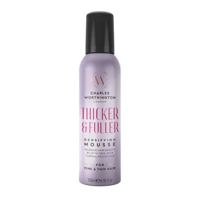 Image of Charles Worthington Thicker and Fuller Densifying Mousse, Hair Thickening Products, Salon Volumising Mousse for Fine Hair, 200 ml