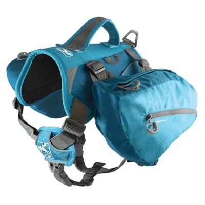 Image of Kurgo Baxter Dog Backpack, Hiking Pack for Dogs, Lightweight, Reflective, Coastal Blue
