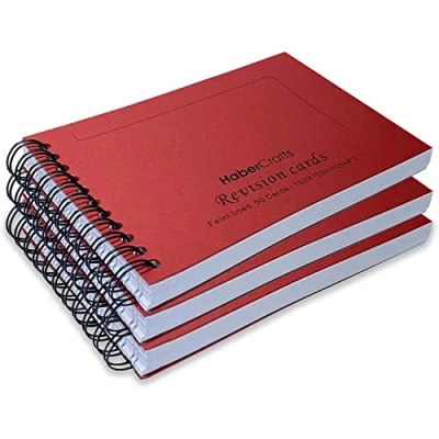 Image of Revision Cards Flash Book Study Que Record Card Lined For Spiral Bound Flashcards Exams Thick 140gsm A6 6x4 Notebook Ruled Pad (3 Books 150 Sheets)