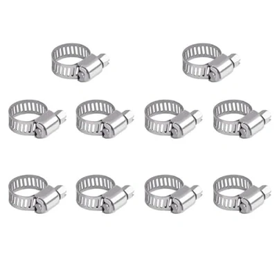 Image of Taolele 10Pcs Hose Clips 10 16mm Jubilee Adjustable 304 Stainless Steel Clamps Worm Drive Pipes