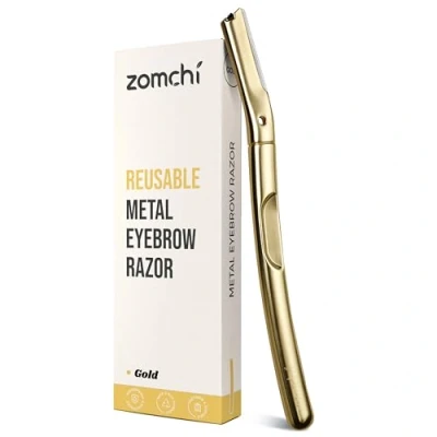 Image of ZOMCHI Dermaplane Razor for Women&amp;Men, Eyebrow Trimmer with Protective Silicone Cap, Razor, Face Hair Removal Matte Gold