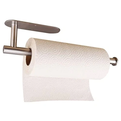 Image of Lumeiy Kitchen Roll Holder Silver No Drilling Stainless Steel