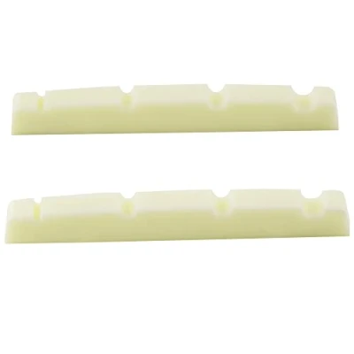 Image of Musiclily Pro Urea Resin Plastic Slotted 42.3mm Precision Bass Nuts Flat Bottom for 4 string P Bass, Ivory(Set of 2)