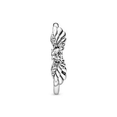 Image of Pandora Passions Sparkling Angel wing sterling silver ring with clear cubic zirconia, 58
