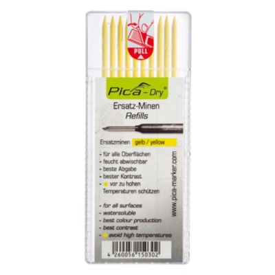 Image of Pica 4032 DRY Refills For Automatic Pencil Markers 10 x Yellow Leads