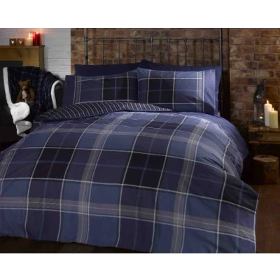 Image of Rapport Argyle Duvet Set, Polyester Cotton, Blue, Double