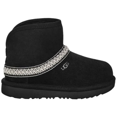 Image of UGG Classic MINI Crescent Unisex ankle boots for kids, Size: 6K, Black Suede
