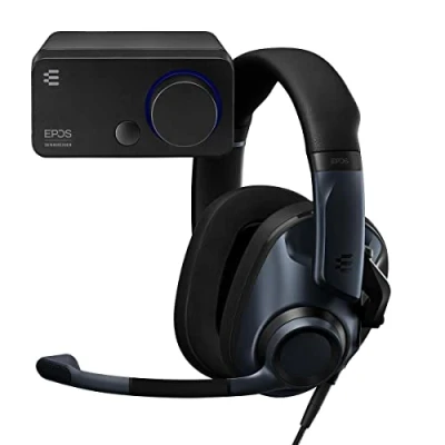 Image of EPOS H6Pro Closed Back + GSX 300 Audio gaming Bundle for Windows and PC, lift to mute mic, Lightweight headset with DAC improved sound, 7:1 surround, Bass Boost