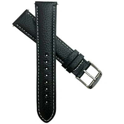 Image of 20mm Genuine Buffalo Grain Leather Watch Strap Band Mens Ladies Padded SS Buckle Blue/White