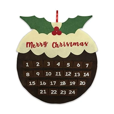 Image of Rocking Party Large Felt Christmas Advent Calendar With Pockets Hanging Decoration (Choose Design) (Felt Pudding)