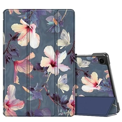 Image of FINTIE Case for Samsung Galaxy Tab A9+/ A9 Plus 11 Inch 2023 Model (SM X210/ X216/ X218), Slim Ultra Thin Lightweight Hard Back Shell Tri Fold Stand Cover with Auto Wake/Sleep, Blooming Hibiscus