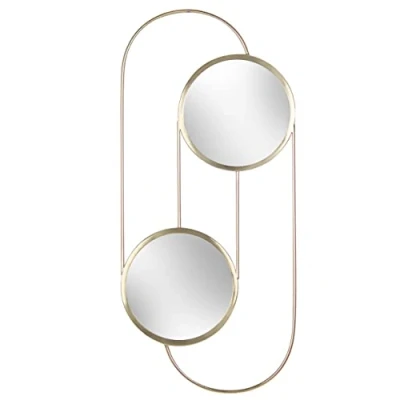 Image of Paoletti Abstract Large Double Wall Mirror,Brass,30 x 65 1.5cm