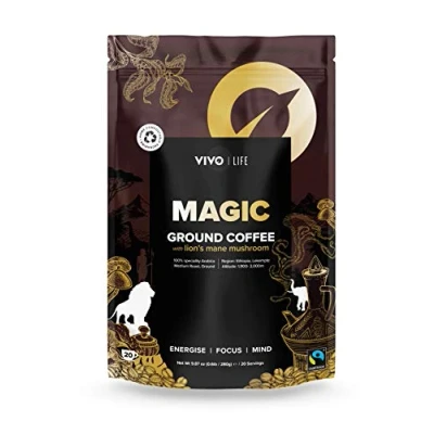 Image of Vivo life Mushroom Coffee Magic with Lions Mane Mushrooms, 20 Servings, Fair Trade Ethiopian Coffee, 280g