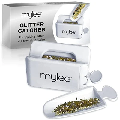 Image of Mylee Glitter Catcher Two Tray Design, Apply Glitter, Dip &amp; Acrylic Powder, Nail Dipping Powder Recycling Tool, and Powders, Tray, Vegan Cruelty Free
