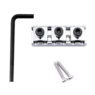 Image of Musiclily 42mm Guitar Locking Nut R2 String Lock for Floyd Rose Style Double Tremolo System Electric Guitar, Chrome
