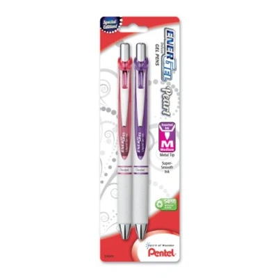 Image of Pentel EnerGel Pearl Deluxe RTX Retractable Liquid Gel Pen, 0.7mm, Pink Ink/Violet Ink, (BL77WBP2PV) by