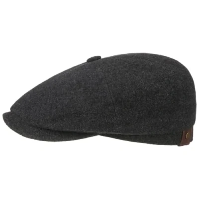 Image of Stetson Hatteras Noir Women/Men Newsboy Cap Flat with Peak, Lining Winter Autumn 57 cm Anthracite