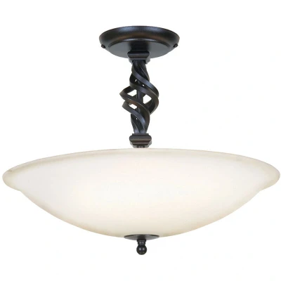Image of Pembroke 3 Light Semi Flush Ceiling Black, E14