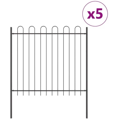 Image of vidaXL Garden Fence with Hoop Top Grey 8.5x1.5 m Steel