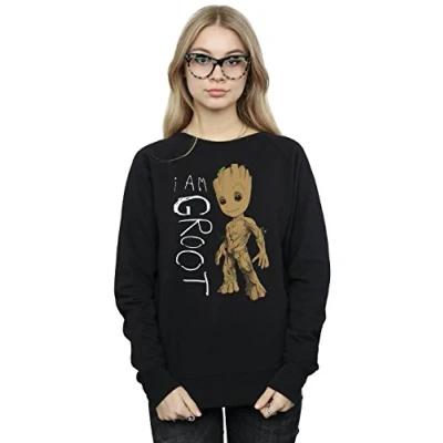Image of Marvel Women&#039;s Guardians of The Galaxy I Am Groot Scribbles Sweatshirt Black Large