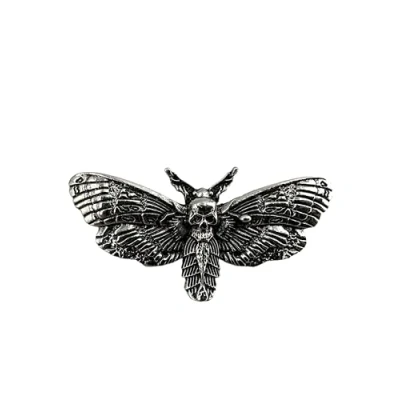 Image of Patch Nation Deaths Head Hawk Moth Metal Pin Brooch Biker Badge (Silver)